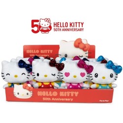 HELLO KITTY 50° ANNIVERSARIO PELUCHE 4 ASS. IN DISPLAY 16CM