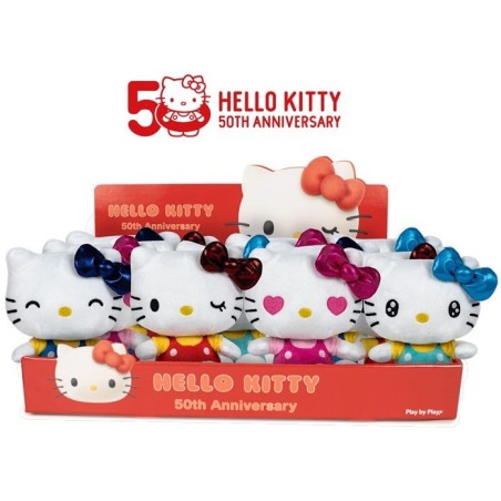 HELLO KITTY 50° ANNIVERSARIO PELUCHE 4 ASS. IN DISPLAY 16CM